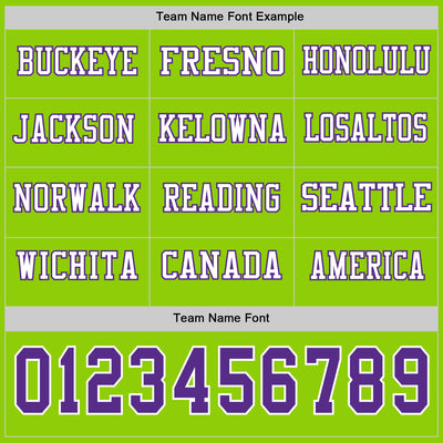 Custom Neon Green Purple-White Long Sleeve Authentic Football Jersey