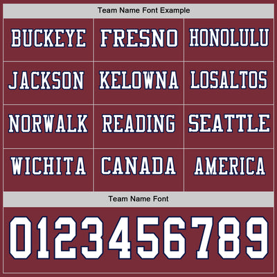 Custom Burgundy White-Navy Long Sleeve Authentic Football Jersey