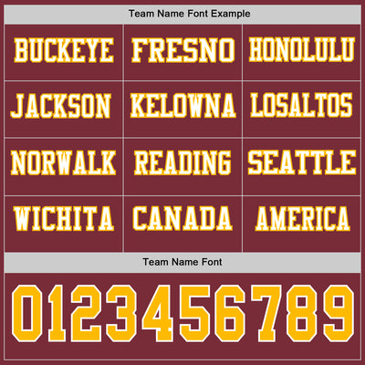 Custom Burgundy Gold-White Long Sleeve Authentic Football Jersey