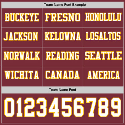 Custom Burgundy White-Gold Long Sleeve Authentic Football Jersey