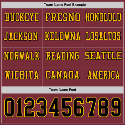 Custom Burgundy Black-Gold Long Sleeve Authentic Football Jersey