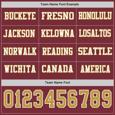 Custom Burgundy Old Gold-White Long Sleeve Authentic Football Jersey