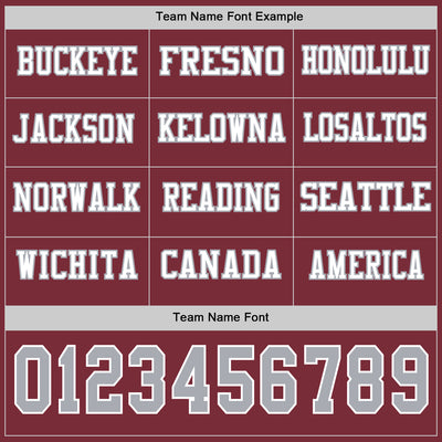 Custom Burgundy Gray-White Long Sleeve Authentic Football Jersey