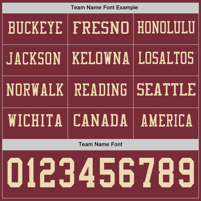 Custom Burgundy Cream Long Sleeve Authentic Football Jersey
