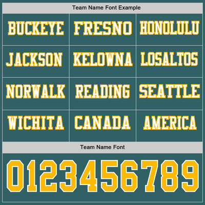 Custom Midnight Green Gold-White Long Sleeve Authentic Football Jersey