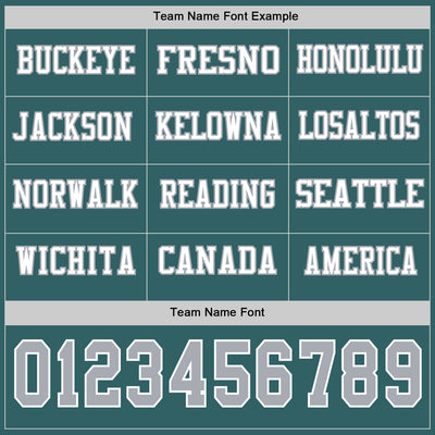 Custom Midnight Green Gray-White Long Sleeve Authentic Football Jersey