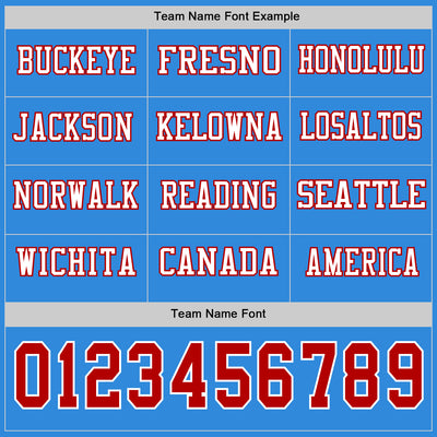 Custom Powder Blue Red-White Long Sleeve Authentic Football Jersey