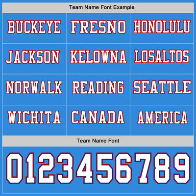 Custom Powder Blue White Royal-Red Long Sleeve Authentic Football Jersey