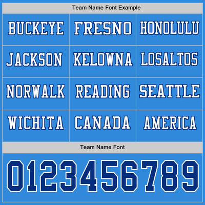 Custom Powder Blue Royal-White Long Sleeve Authentic Football Jersey
