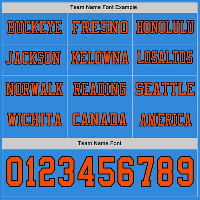 Custom Powder Blue Orange-Black Long Sleeve Authentic Football Jersey