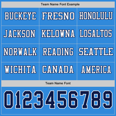 Custom Powder Blue Navy-White Long Sleeve Authentic Football Jersey