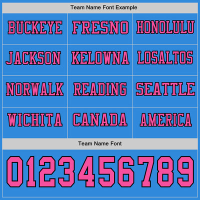 Custom Powder Blue Pink-Black Long Sleeve Authentic Football Jersey