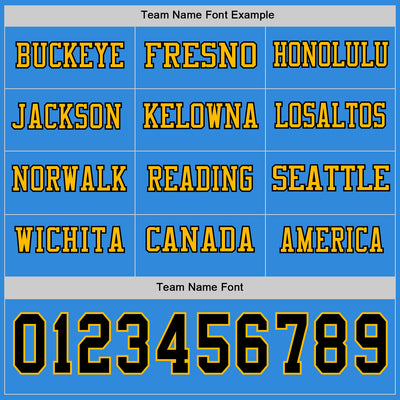 Custom Powder Blue Black-Gold Long Sleeve Authentic Football Jersey