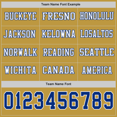 Custom Old Gold Royal-White Long Sleeve Authentic Football Jersey