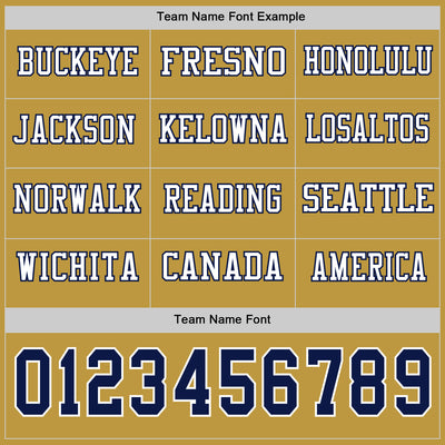Custom Old Gold Navy-White Long Sleeve Authentic Football Jersey