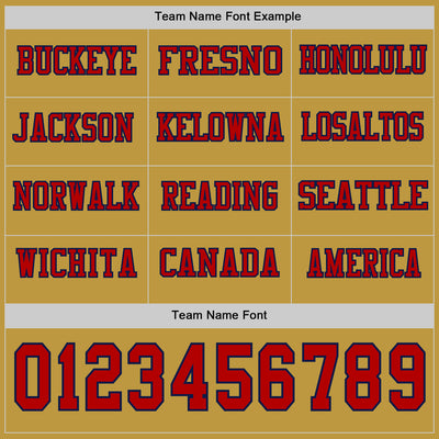Custom Old Gold Red-Navy Long Sleeve Authentic Football Jersey