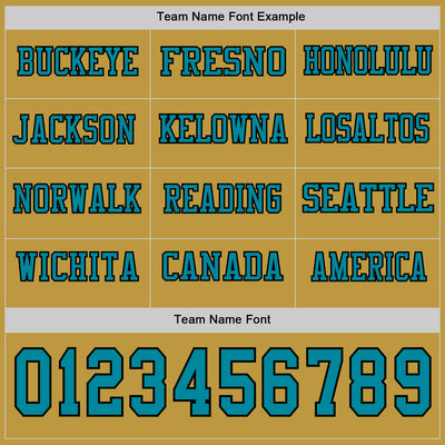 Custom Old Gold Teal-Black Long Sleeve Authentic Football Jersey