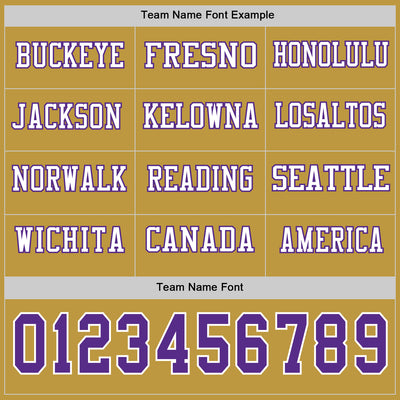 Custom Old Gold Purple-White Long Sleeve Authentic Football Jersey
