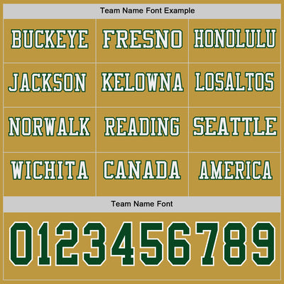 Custom Old Gold Green-White Long Sleeve Authentic Football Jersey