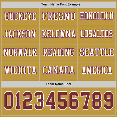 Custom Old Gold Burgundy-White Long Sleeve Authentic Football Jersey
