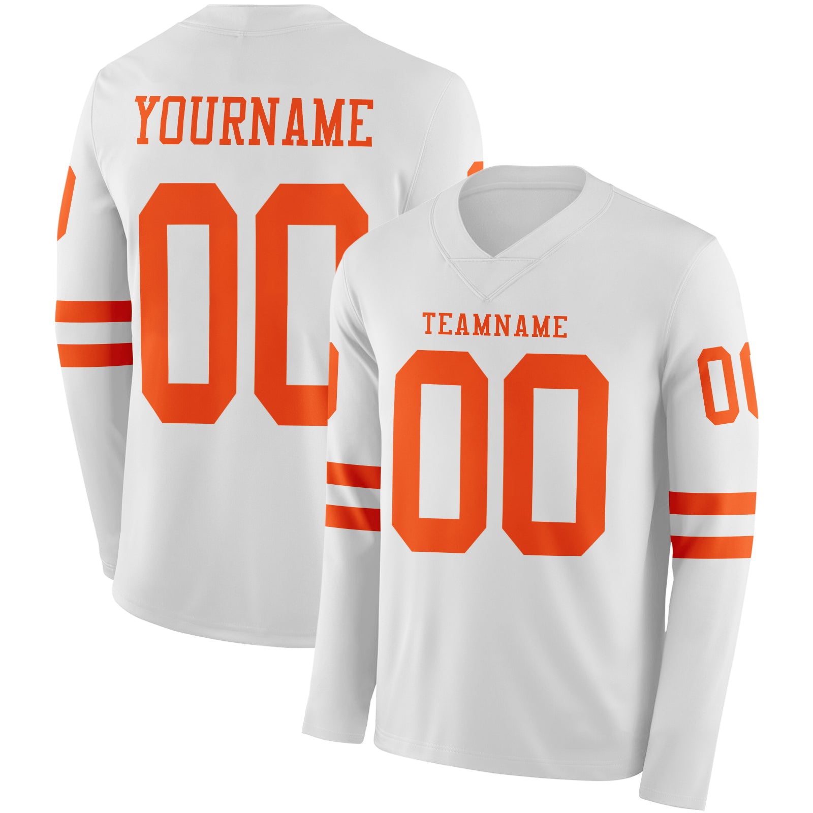 Custom White Orange Long Sleeve Authentic Football Jersey
