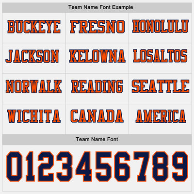 Custom White Navy-Orange Long Sleeve Authentic Football Jersey