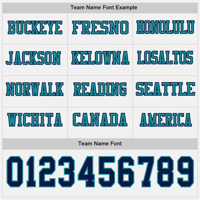 Custom White Navy-Teal Long Sleeve Authentic Football Jersey