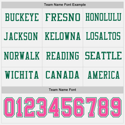 Custom White Pink-Kelly Green Long Sleeve Authentic Football Jersey