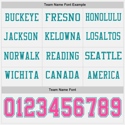 Custom White Pink-Teal Long Sleeve Authentic Football Jersey