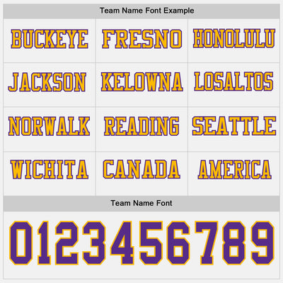Custom White Purple-Gold Long Sleeve Authentic Football Jersey