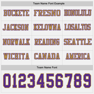 Custom White Purple-Old Gold Long Sleeve Authentic Football Jersey
