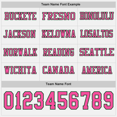 Custom White Pink-Green Long Sleeve Authentic Football Jersey