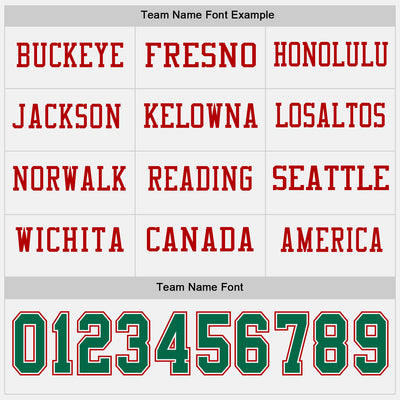Custom White Kelly Green-Red Long Sleeve Authentic Football Jersey