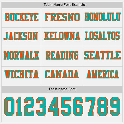 Custom White Aqua-Orange Long Sleeve Authentic Football Jersey