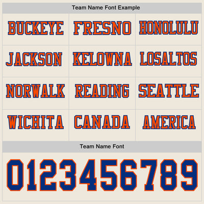 Custom Cream Royal-Orange Long Sleeve Authentic Football Jersey