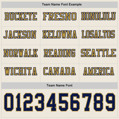 Custom Cream Navy-Old Gold Long Sleeve Authentic Football Jersey