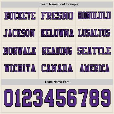 Custom Cream Purple-Black Long Sleeve Authentic Football Jersey