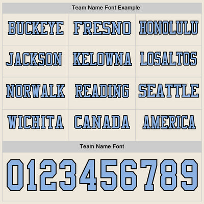 Custom Cream Light Blue-Black Long Sleeve Authentic Football Jersey