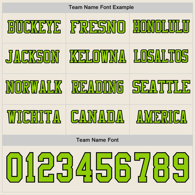 Custom Cream Neon Green-Black Long Sleeve Authentic Football Jersey