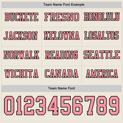 Custom Cream Medium Pink-Black Long Sleeve Authentic Football Jersey