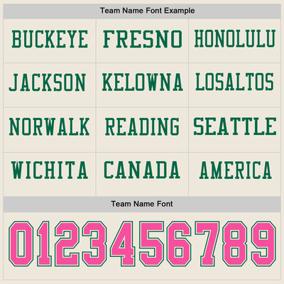 Custom Cream Pink-Kelly Green Long Sleeve Authentic Football Jersey