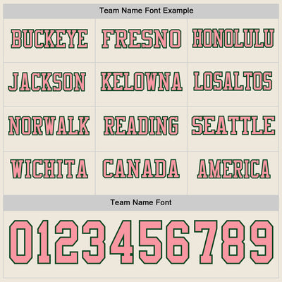 Custom Cream Medium Pink-Green Long Sleeve Authentic Football Jersey