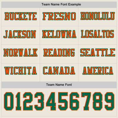 Custom Cream Kelly Green-Orange Long Sleeve Authentic Football Jersey