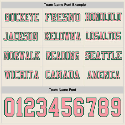 Custom Cream Medium Pink-Kelly Green Long Sleeve Authentic Football Jersey