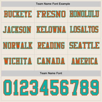 Custom Cream Aqua-Orange Long Sleeve Authentic Football Jersey