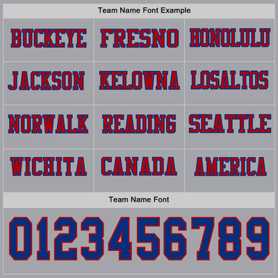 Custom Gray Royal-Red Long Sleeve Authentic Football Jersey