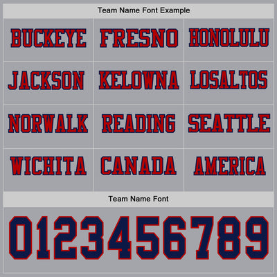 Custom Gray Navy-Red Long Sleeve Authentic Football Jersey
