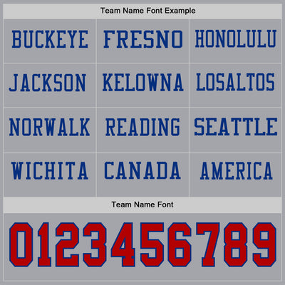 Custom Gray Red-Royal Long Sleeve Authentic Football Jersey