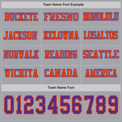 Custom Gray Purple-Orange Long Sleeve Authentic Football Jersey