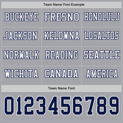 Custom Gray Navy-White Long Sleeve Authentic Football Jersey